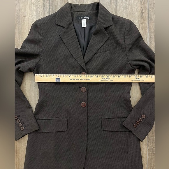 Anne Klein Blazer Womens 8 Suit Jacket Tweed Brown Long Career Work Office Korea - Picture 4 of 10